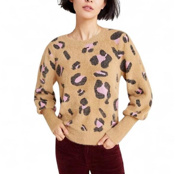 Dolan Left Coast Nina Leopard Eyelash Sweater - Picture 1 of 8